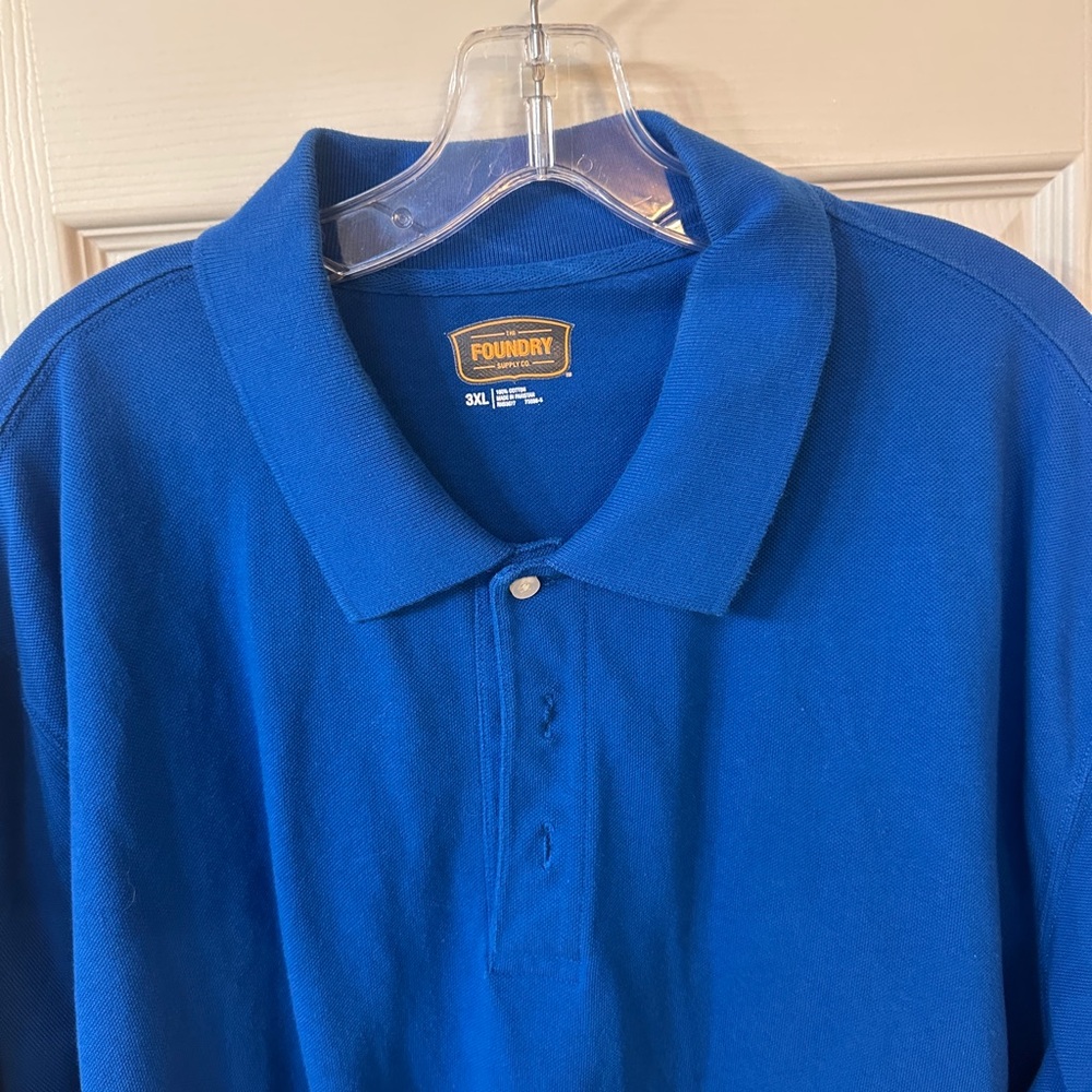 Mens Foundry Supply Polo 3XL Blue Preppy Classic Spring Summer XXXL
